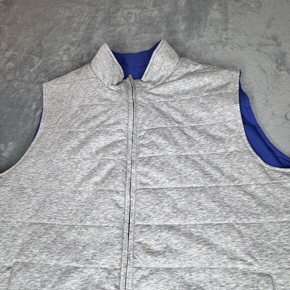 Peter Millar Sz XL Crown Reversible Soft Golf Vest 2-Way Full Zip Gray Blue Mens - Picture 12 of 16